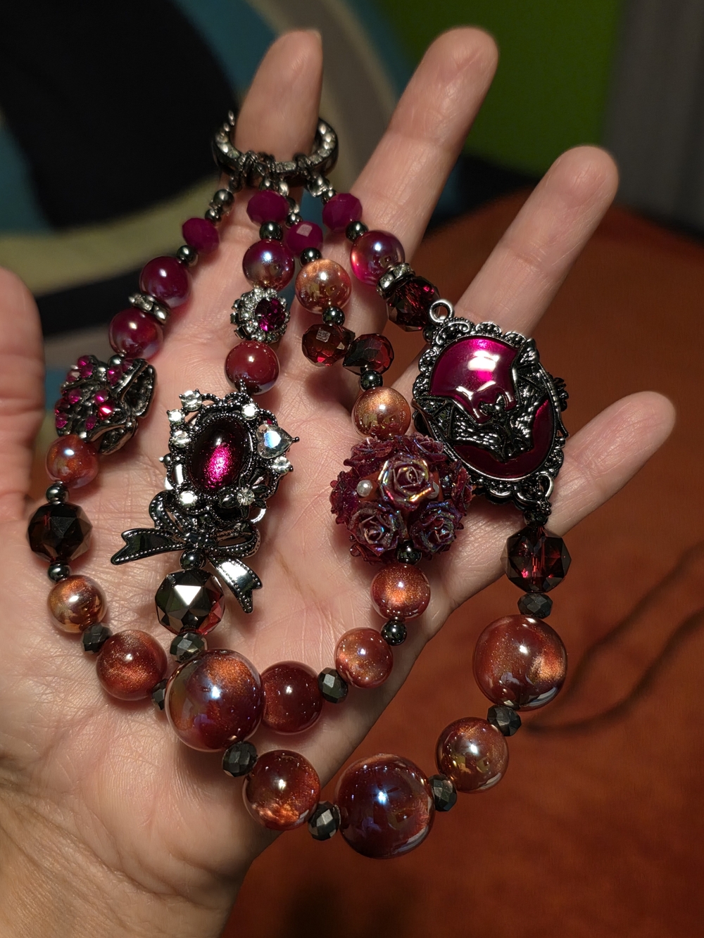 Handcrafted Pink and Magenta Statement Charm - Fashion